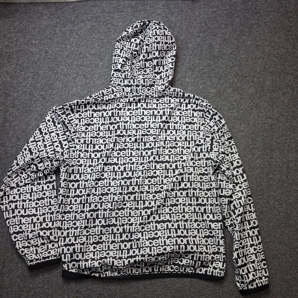 The North Face Mens Windwall Jacket Black White All Over Logo Print Large L